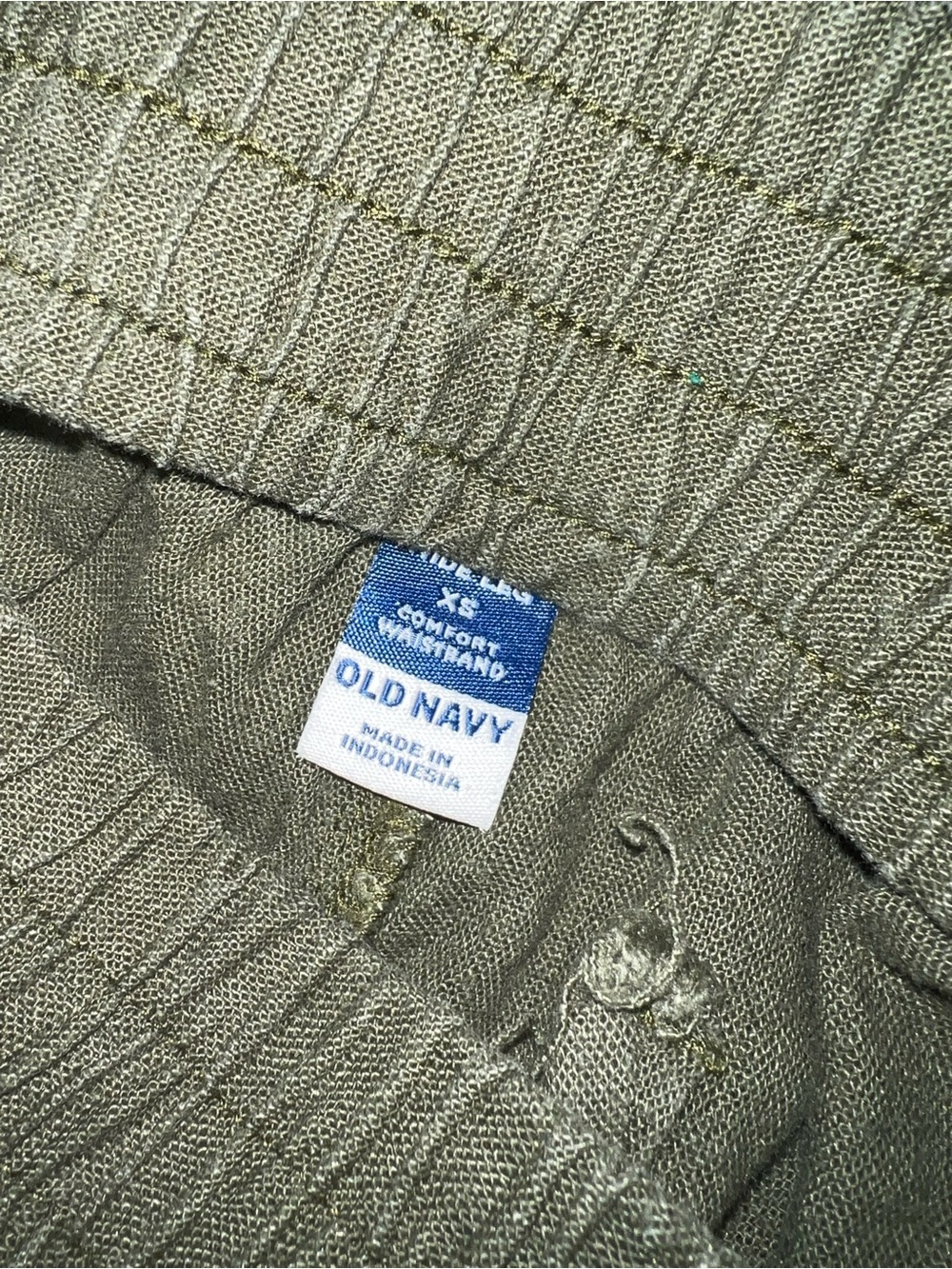 Two Pair Old Navy Wide Leg Linen Stretch Waist Pants - Black & Olive Green - Picture 4 of 5